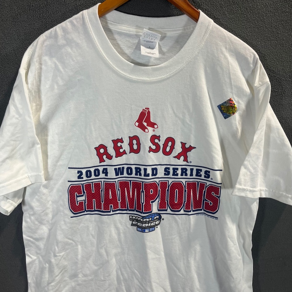 Vintage Boston Red Sox 2004 World Series Champions Shirt Mens L White Gildan